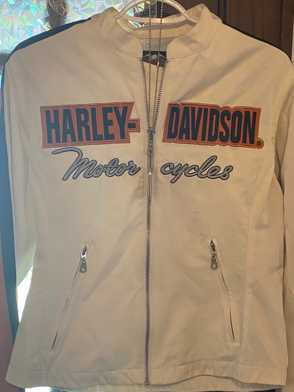 Harley-Davidson Women's Cream Zip-Up Utility Jacket with Logo